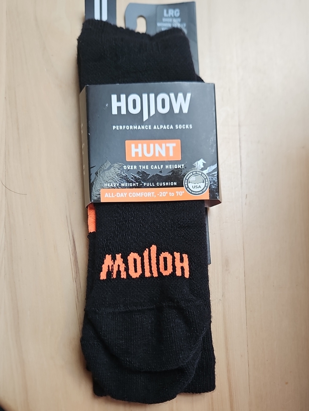 HOLLOW HUNT OVER THE CALF Alpaca SOCKS -heavy Weight Black - Sizes L  - Unisex